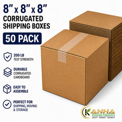 8x8x8 Corrugated Shipping Boxes 50 Pack 200 lb Test Heavy Duty Moving Mailer