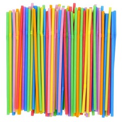 [200 Pack] 8.5″ High Multicolour Flexible Plastic Straws | Bendable Disposabl…