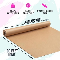 Brown Kraft Paper Roll 36″ x 1200″ 100 ft Made in USA Ideal Gift Wrapping