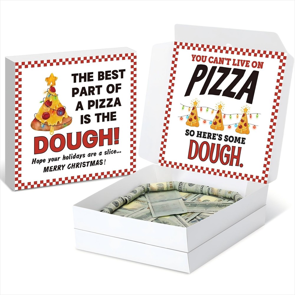3 PCS 10×10 Inch Christmas Pizza Money Box Cash Gift Surprise Holder Birthday